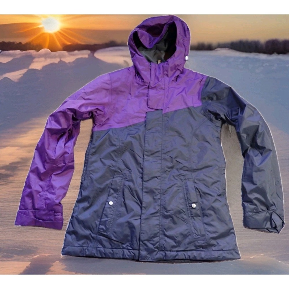 Bonfire Snowboarding Jacket Womens Medium Purple Black Excellent Colorblock Hood